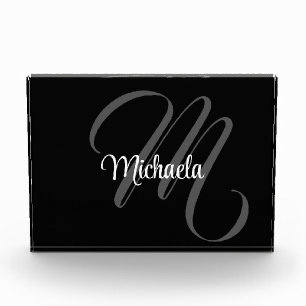 Minimalistischer moderner Monogramm-Anfangsname Fotoblock