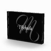 Minimalistischer moderner Monogramm-Anfangsname Fotoblock (Rechts)