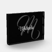 Minimalistischer moderner Monogramm-Anfangsname Fotoblock (Links)