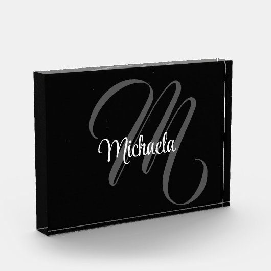 Minimalistischer moderner Monogramm-Anfangsname Fotoblock (Links)