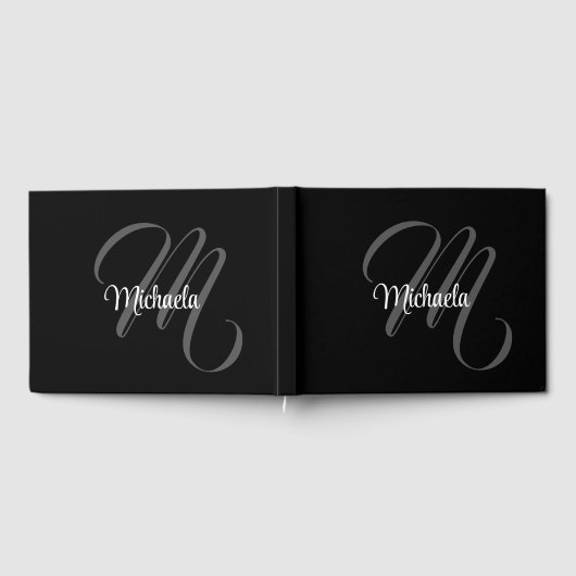 Minimalistischer moderner Monogramm-Anfangsname Gästebuch (Voll)
