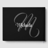 Minimalistischer moderner Monogramm-Anfangsname Gästebuch (Rückseite)