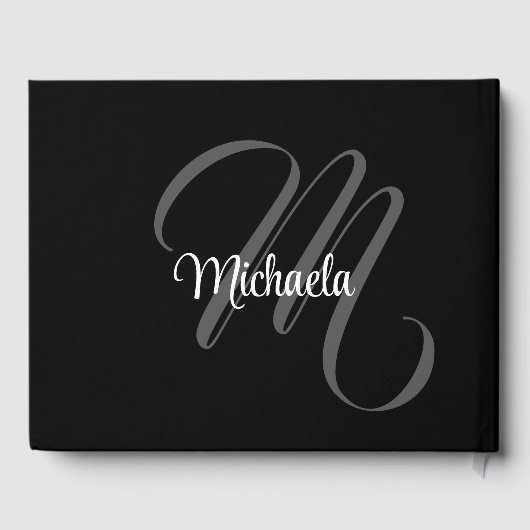 Minimalistischer moderner Monogramm-Anfangsname Gästebuch (Rückseite)