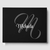 Minimalistischer moderner Monogramm-Anfangsname Gästebuch (Vorderseite)