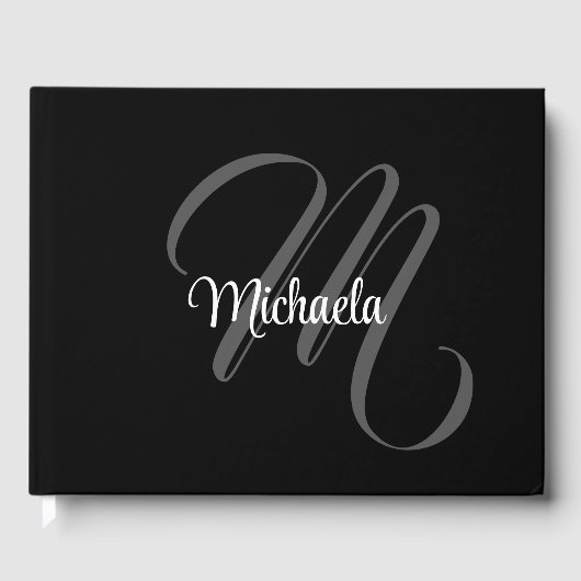 Minimalistischer moderner Monogramm-Anfangsname Gästebuch (Vorderseite)