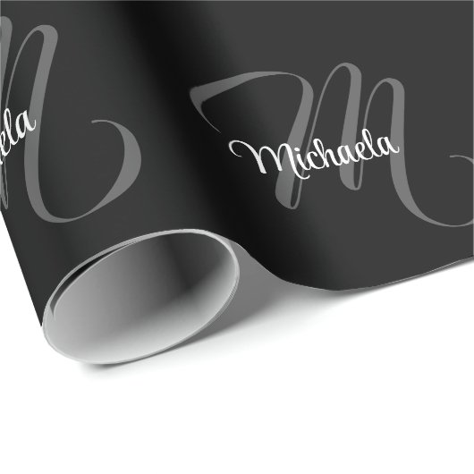 Minimalistischer moderner Monogramm-Anfangsname Geschenkpapier (Rolleneckpunkt)