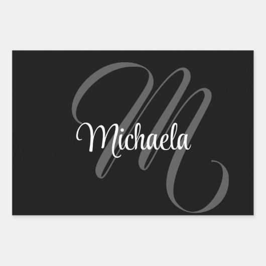 Minimalistischer moderner Monogramm-Anfangsname Geschenkpapier Set (Vorderseite 2)