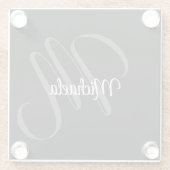 Minimalistischer moderner Monogramm-Anfangsname Glasuntersetzer (Rückseite)