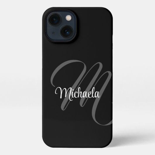 Minimalistischer moderner Monogramm-Anfangsname iPhone Hülle (Rückseite)