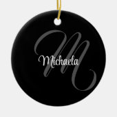 Minimalistischer moderner Monogramm-Anfangsname Keramik Ornament (Vorne)