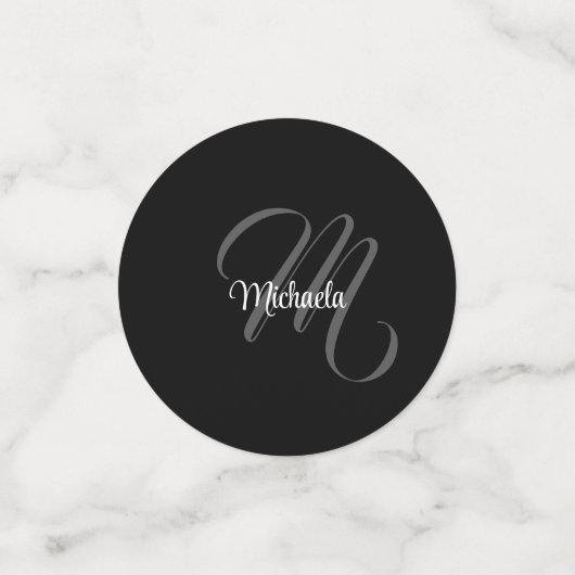 Minimalistischer moderner Monogramm-Anfangsname Konfetti (Klein Vorderseite)