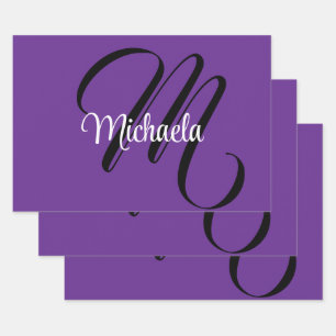 Minimalistischer, moderner Monogramm-Anfangsname l Geschenkpapier Set