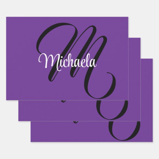 Minimalistischer, moderner Monogramm-Anfangsname l Geschenkpapier Set (Set)
