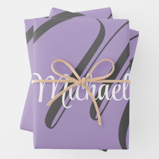 Minimalistischer, moderner Monogramm-Anfangsname l Geschenkpapier Set (Beispiel)