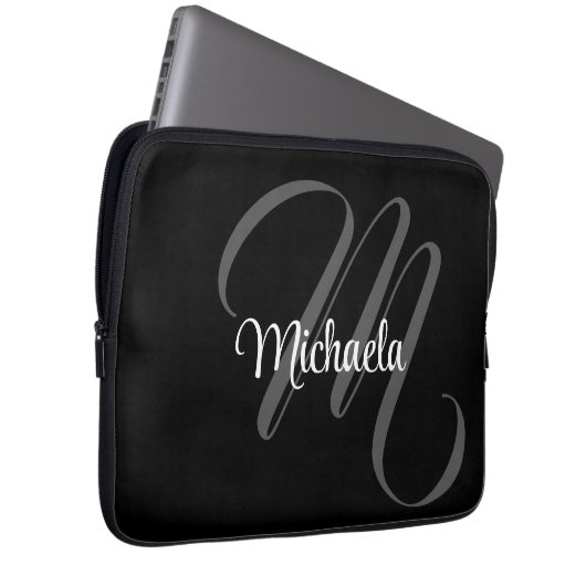 Minimalistischer moderner Monogramm-Anfangsname Laptopschutzhülle (Vorne Rechts)