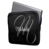 Minimalistischer moderner Monogramm-Anfangsname Laptopschutzhülle (Vorderseite Links)