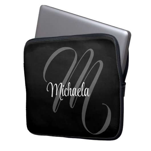 Minimalistischer moderner Monogramm-Anfangsname Laptopschutzhülle (Vorderseite Links)