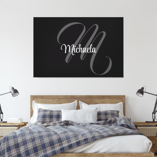 Minimalistischer moderner Monogramm-Anfangsname Leinwanddruck (Insitu (Schlafzimmer))
