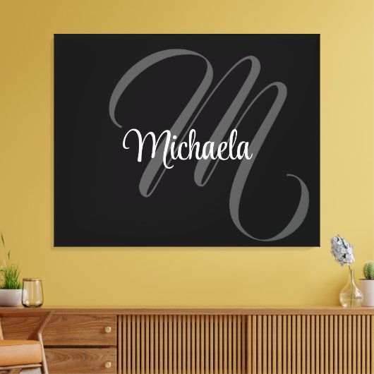Minimalistischer moderner Monogramm-Anfangsname Leinwanddruck (Insitu (Wohnzimmer))