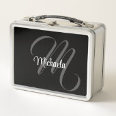 Minimalistischer moderner Monogramm-Anfangsname Metall Brotdose (Vorderseite)