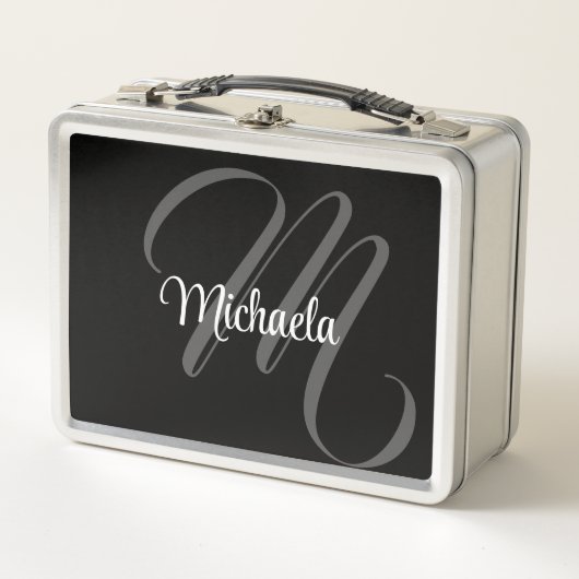 Minimalistischer moderner Monogramm-Anfangsname Metall Brotdose (Vorderseite)