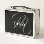 Minimalistischer moderner Monogramm-Anfangsname Metall Brotdose (Rückseite)