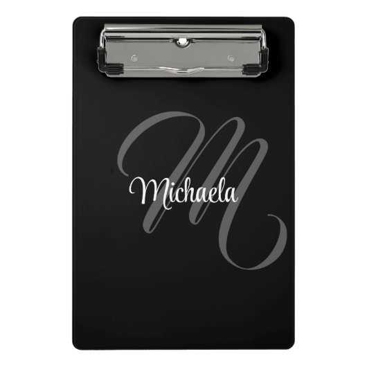 Minimalistischer moderner Monogramm-Anfangsname Mini Klemmbrett (Vorderseite)