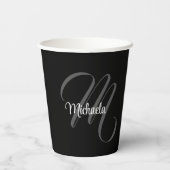 Minimalistischer moderner Monogramm-Anfangsname Pappbecher (Rückseite)