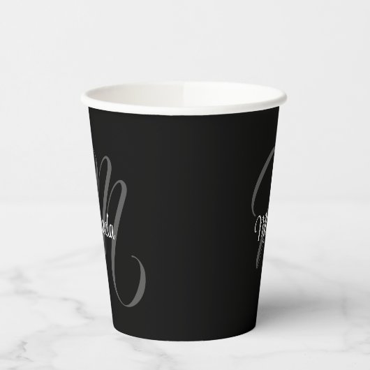 Minimalistischer moderner Monogramm-Anfangsname Pappbecher (Links)