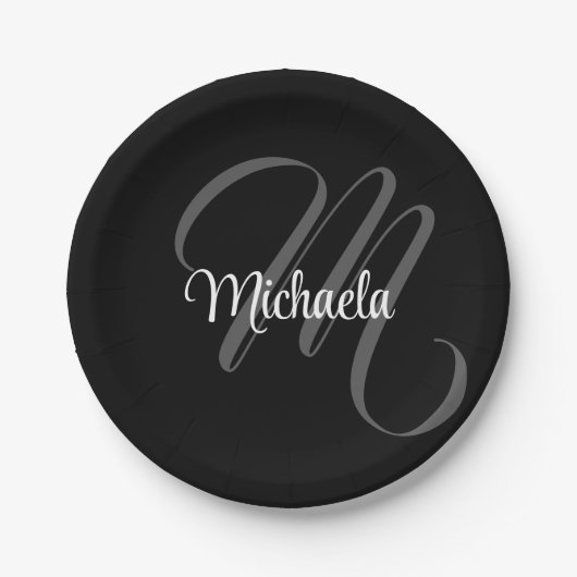 Minimalistischer moderner Monogramm-Anfangsname Pappteller (Vorderseite)