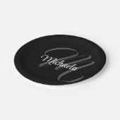 Minimalistischer moderner Monogramm-Anfangsname Pappteller (Schrägansicht)