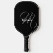 Minimalistischer moderner Monogramm-Anfangsname Pickleball Schläger (Rückseite)