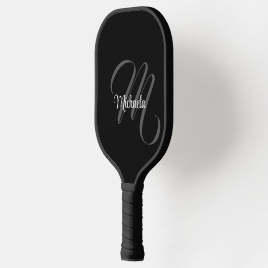 Minimalistischer moderner Monogramm-Anfangsname Pickleball Schläger (Links)