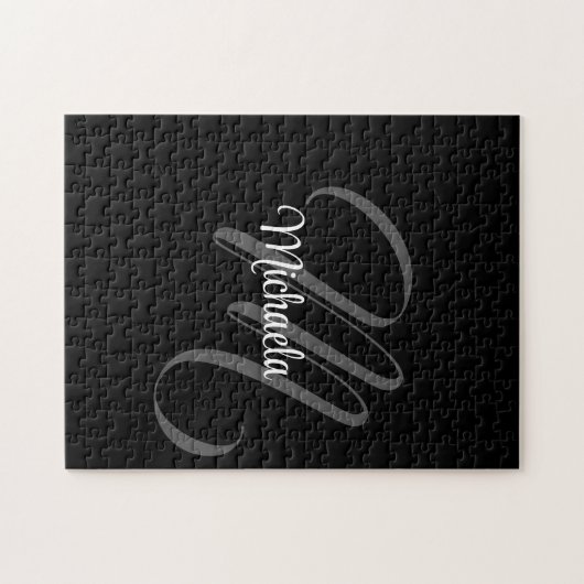 Minimalistischer moderner Monogramm-Anfangsname Puzzle (Horizontal)