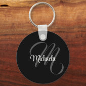 Minimalistischer moderner Monogramm-Anfangsname Schlüsselanhänger (Vorderseite)