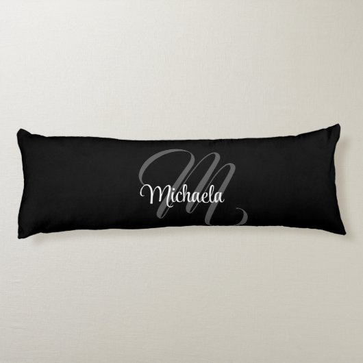 Minimalistischer moderner Monogramm-Anfangsname Seitenschläferkissen (Rückseite)