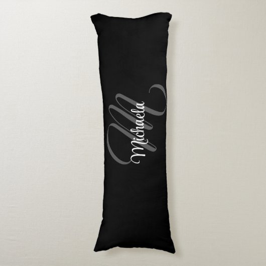 Minimalistischer moderner Monogramm-Anfangsname Seitenschläferkissen (Vorderseite Vertikal)