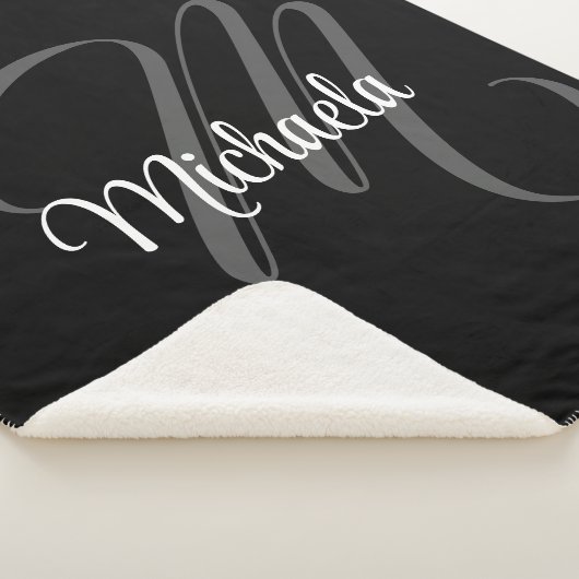 Minimalistischer moderner Monogramm-Anfangsname Sherpadecke (3/4)