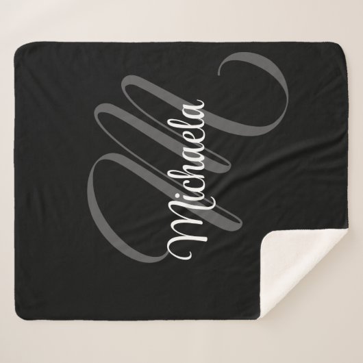 Minimalistischer moderner Monogramm-Anfangsname Sherpadecke (Vorderseite (Horizontal))