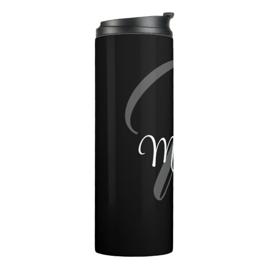 Minimalistischer moderner Monogramm-Anfangsname Thermosbecher (Nach links gedreht)