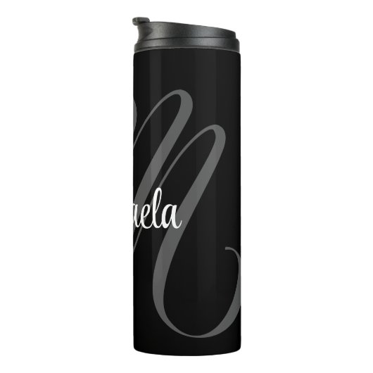 Minimalistischer moderner Monogramm-Anfangsname Thermosbecher (Nach rechts gedreht)