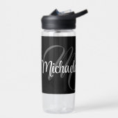 Minimalistischer moderner Monogramm-Anfangsname Trinkflasche (Links)