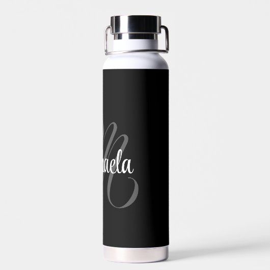 Minimalistischer moderner Monogramm-Anfangsname Trinkflasche (Rückseite)