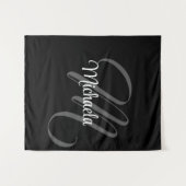 Minimalistischer moderner Monogramm-Anfangsname Wandteppich (Vorderseite (Horizontal))