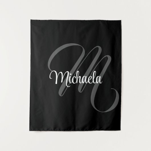 Minimalistischer moderner Monogramm-Anfangsname Wandteppich (Vorderseite)