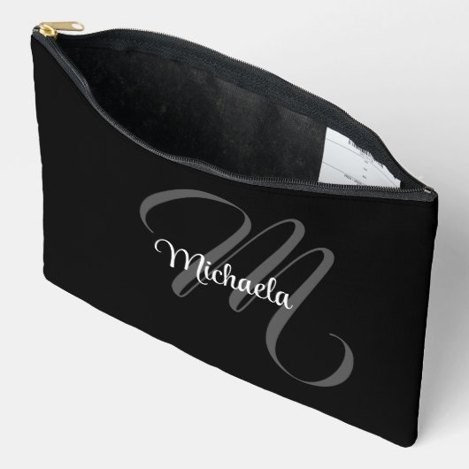 Minimalistischer moderner Monogramm-Anfangsname Zubehörtasche (Offen)