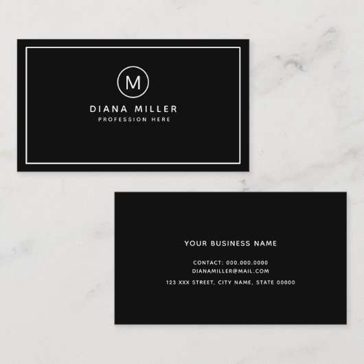 Minimalistischer, moderner Monogramm-beruflich Visitenkarte (Vorne/Hinten)