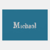 Minimalistischer moderner Monogramm-Name blau grau Geschenkpapier Set (Vorderseite 3)