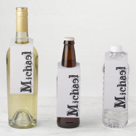 Minimalistischer moderner Monogramm-Name schwarz g Flaschenanhänger