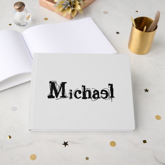 Minimalistischer moderner Monogramm-Name schwarz g Gästebuch (Vorderseite Offen)
